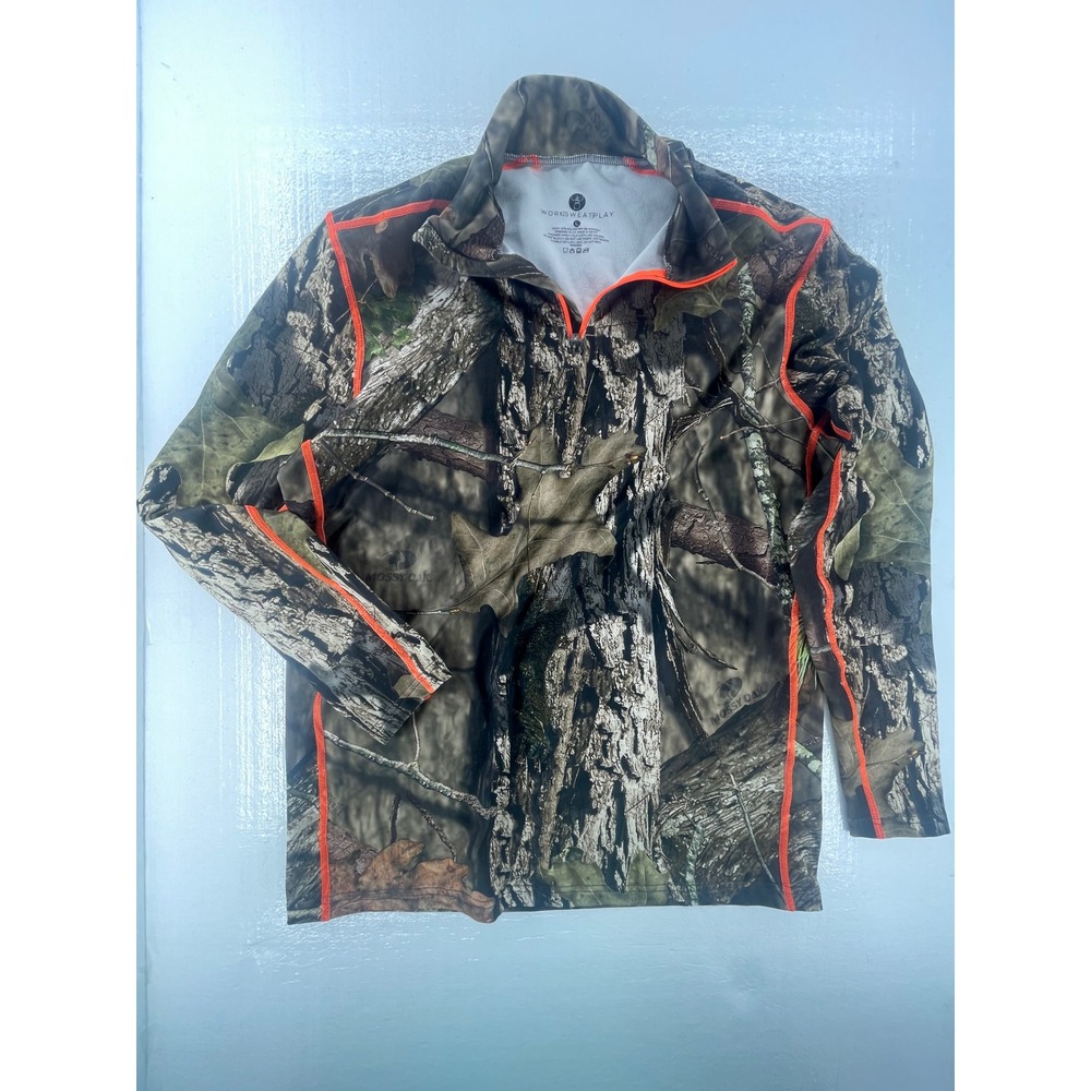 Work‎ Sweat Play Mossy Oak Pullover Hunting Camo 1/4 Zip Long Sleeve L